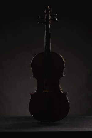 photo of aged violin on dark backgroundの写真素材