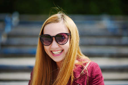 summer photo of beautiful girl with sunglassesの写真素材