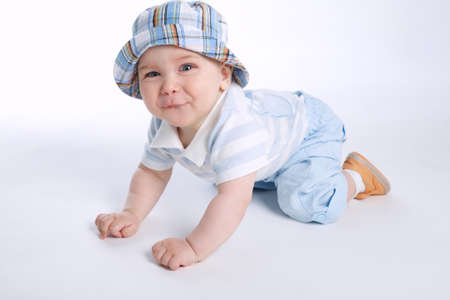 photo of cute funny boy on white
