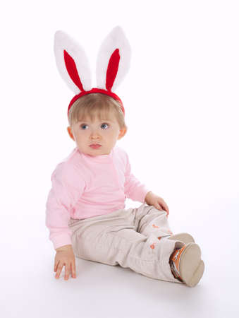 cute little girl with rabbit ears