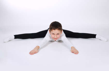 young gymnast on white backgroundの写真素材