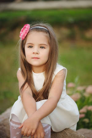 Young beautiful girl with long hairの写真素材