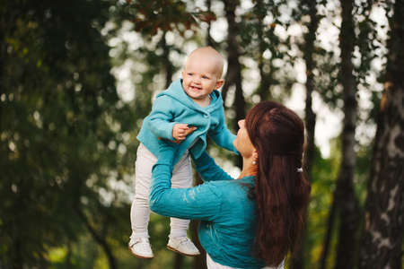 happy mother with her babyの写真素材