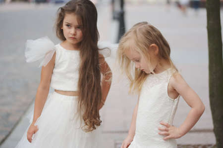 beautiful girl in white dressの写真素材