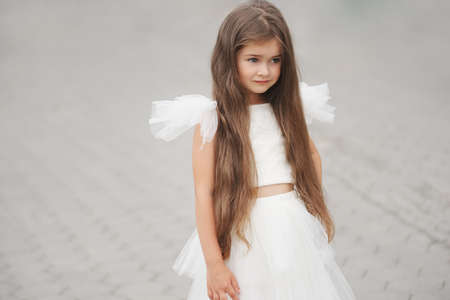 beautiful girl in white dressの写真素材