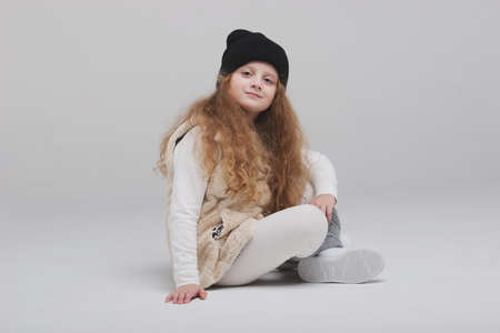 happy girl portirait on white backgroundの写真素材