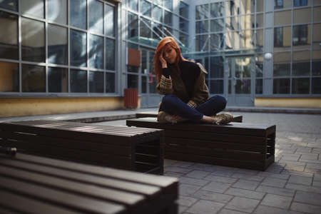 sensual red haired beautiful girlの写真素材