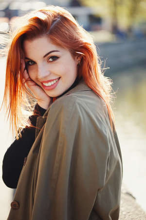 sensual red haired beautiful girlの写真素材