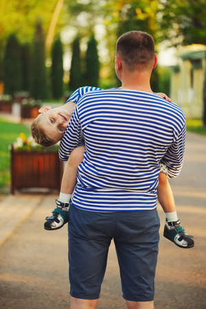 little funny boy with fatherの写真素材