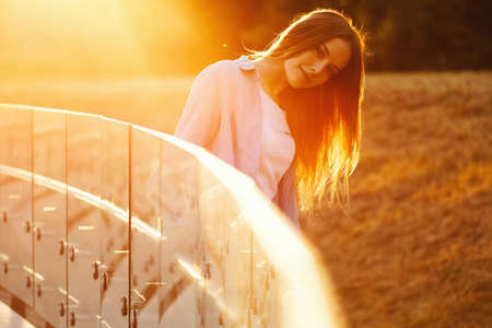 beautiful girl with long hairの写真素材