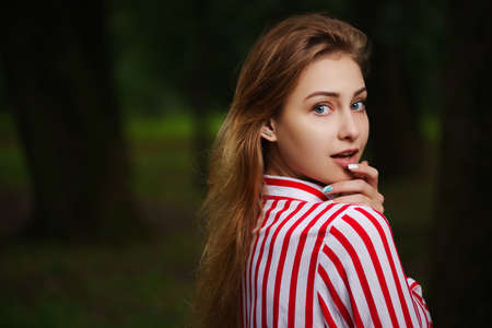 Beautiful girl with long hairの写真素材