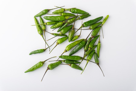 Green Bird's eye chili ,Thai Chili pepper ,bird chili pepper nature isolate on white background....