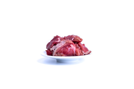 Fresh raw beef steak isolated on white background with selective focusの写真素材