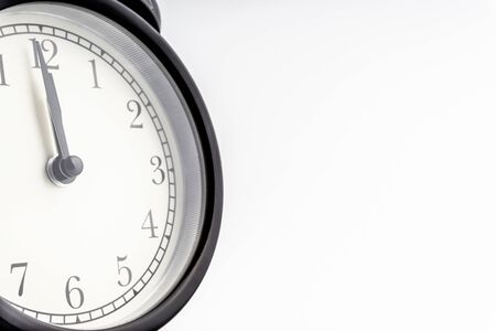 Alarm Clock isolated on white background with selective focus and crop fragmentの写真素材