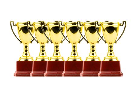 Trophy and medal closeup on white backgroundの写真素材