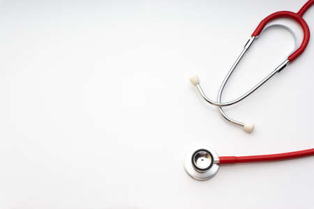 Stethoscope on white background. Healthcare dan Copy Space conceptの写真素材