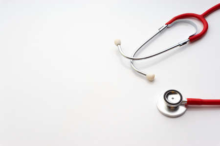 Stethoscope on white background. Healthcare dan Copy Space conceptの写真素材