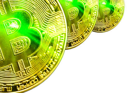 BITCOIN Cryptocurrency on white background. Cryptocurrency conceptの写真素材