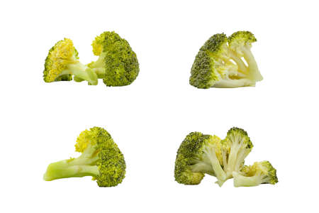 Raw broccoli on white background. Selective focusの写真素材
