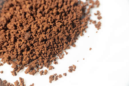 Instant coffee powder on white background with selective focusの写真素材