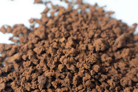 Instant coffee powder on white background with selective focusの写真素材