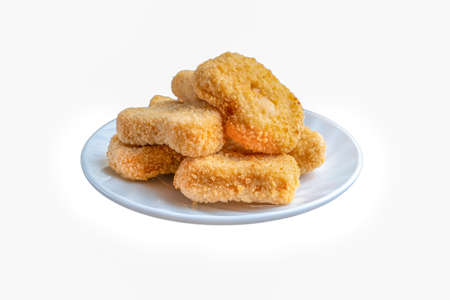 Chicken nuggets isolated on whiteの写真素材