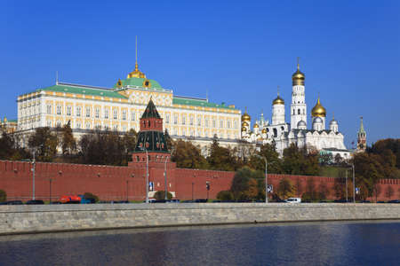 Moscow Kremlin and Moscow river, view from embankment.の写真素材