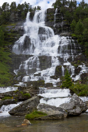 Scenic waterfall in Norway の写真素材