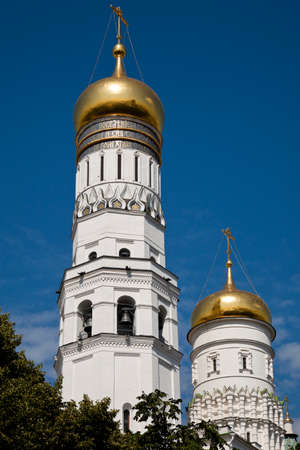 The Domes of the Ivan the Great Bell-Tower complex of the Moscow Kremlin, Russia の写真素材