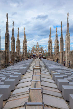 View of the roof of a cathedral Duomoの写真素材