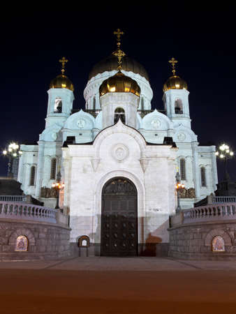 View on the Cathedral of Christ the Savior at nightの写真素材