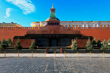 The Mausoleum of Lenin and Kremlin wall  on Red Square, Moscow, Russia. のeditorial素材