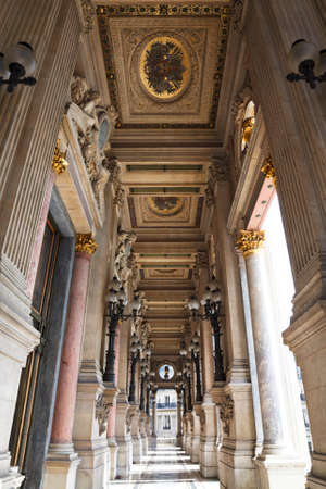The Opera or Palace Garnier. Balcony overlooking the Opera Avenue. Paris, France.のeditorial素材