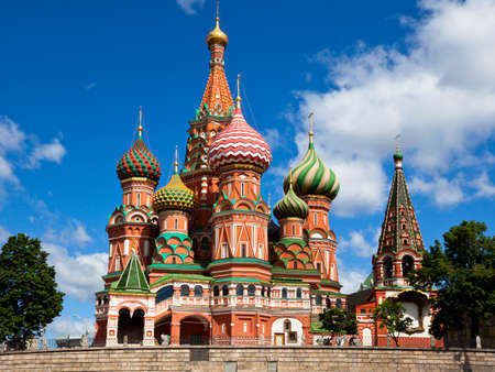 Intercession Cathedral St. Basil's on Red square, Moscow, Russiaの写真素材