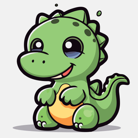 Cute Green Dinosaur Cartoon Character Mascot Vector Illustration.のイラスト素材