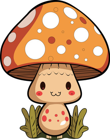 Free vector cute orange mushroomのイラスト素材