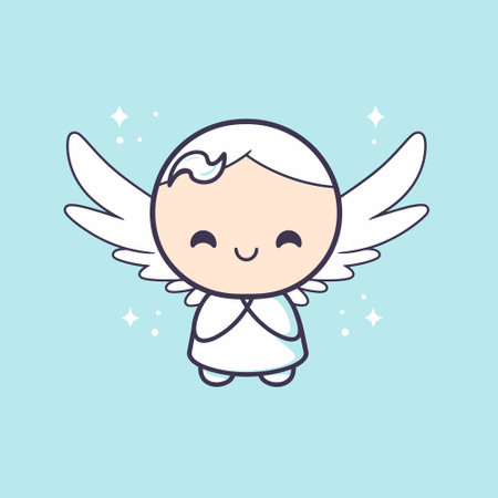 Cute kawaii angel chibi mascot vector cartoon styleのイラスト素材