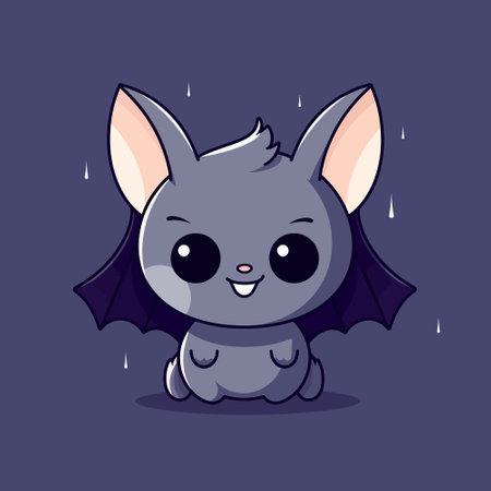 Cute kawaii bat chibi mascot vector cartoon styleのイラスト素材