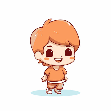 Cute kawaii boy chibi mascot vector cartoon styleのイラスト素材
