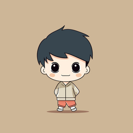 Cute kawaii boy chibi mascot vector cartoon styleのイラスト素材