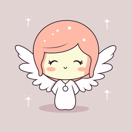 Cute kawaii angel chibi mascot vector cartoon styleのイラスト素材