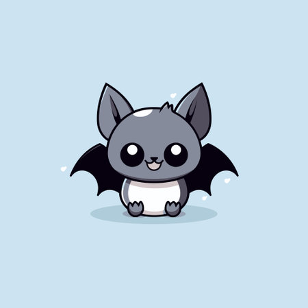Cute kawaii bat chibi mascot vector cartoon styleのイラスト素材