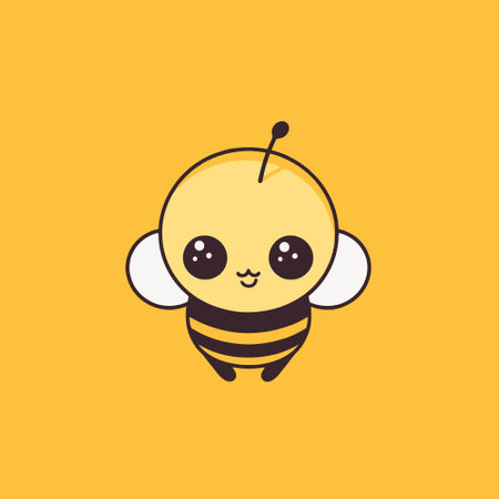 Cute kawaii bee chibi mascot vector cartoon styleのイラスト素材