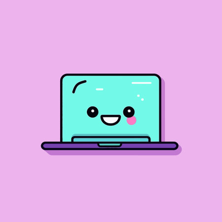 Cute laptop chibi mascot vector cartoon styleのイラスト素材