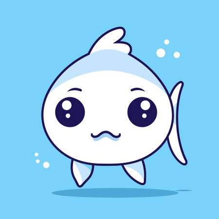 Cute kawaii fish chibi mascot vector cartoon style