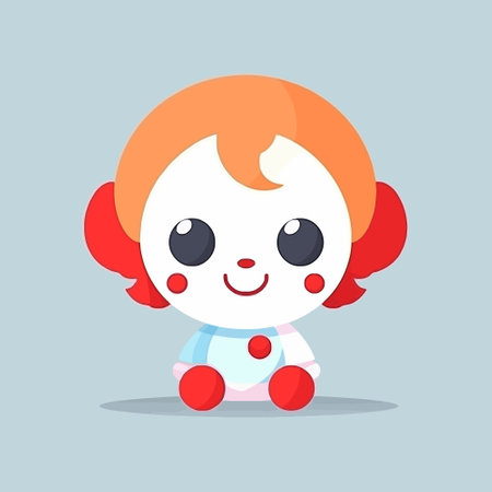 Cute clown chibi mascot vector cartoon styleのイラスト素材
