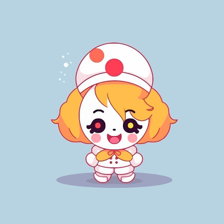 Cute clown chibi mascot vector cartoon styleのイラスト素材