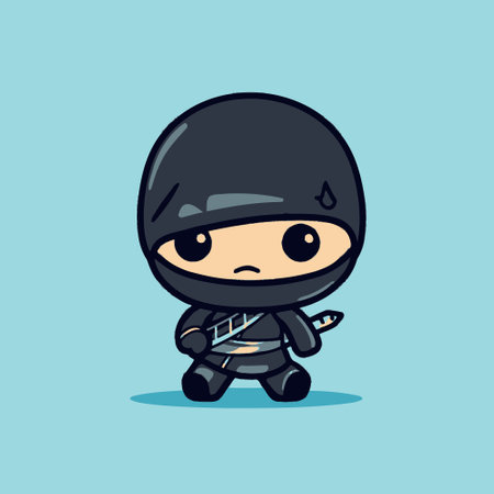 Cute kawaii ninja chibi mascot vector cartoon styleのイラスト素材