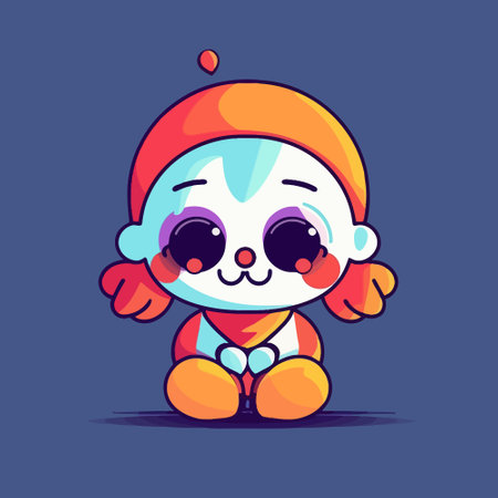 Cute clown chibi mascot vector cartoon styleのイラスト素材