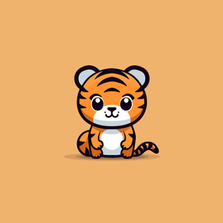 Cute tiger chibi mascot vector cartoon styleのイラスト素材